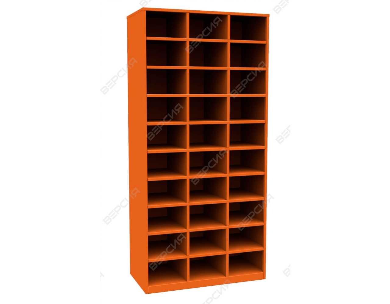 Металлический шкаф для обуви на 30 ячеек ОБ-30 оранжевый