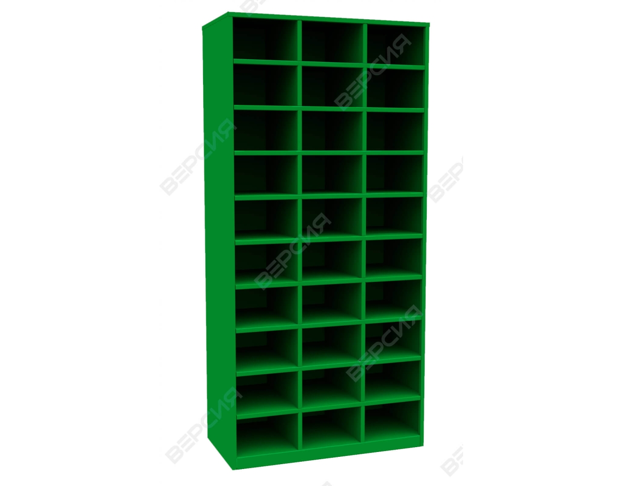 Металлический шкаф для обуви на 30 ячеек ОБ-30 зеленый